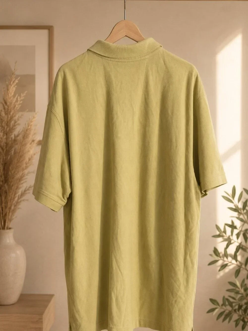 Banana Republic Men’s Polo XL Yellow Green Bear Logo 100% Cotton